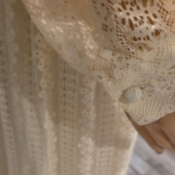 Vintage Cream Long Sleeve Lace Dress - Picture 9 of 12